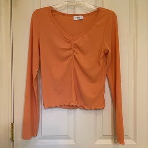ASOS orange long sleeve v neck tee